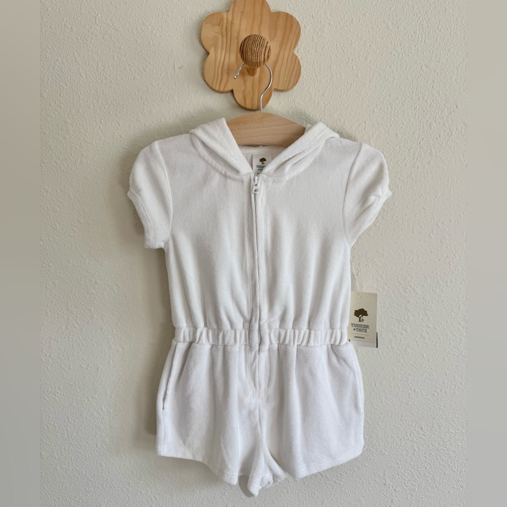 Tucker & Tate White Hooded Terry Romper NWT
